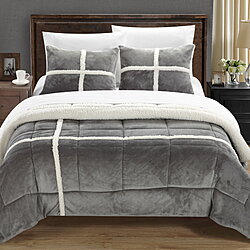 Chloe 3 or 2 Piece Comforter Set Ultra Plush Micro Mink Sherpa Lined Bedding – Decorative Pillow Shams Included