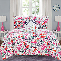 Lisse 9 or 7 Piece Reversible Comforter Set Print Design