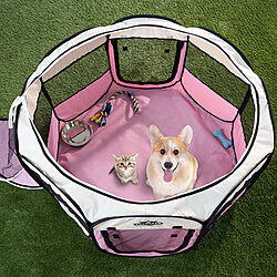 Portable Pop Up Pet Play Pen with carrying bag 38in diameter 24in Pink by PETMAKER