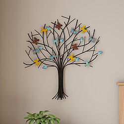 Tree of Life Butterfly Metal Wall Art- Hand Painted Decorative 3D Butterflies/Leaves