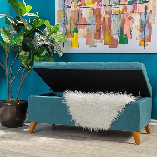 etoney contemporary fabric storage ottoman