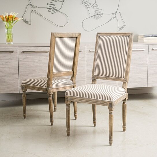 martin weathered dark c<strong>of</strong>fee stripe dining chairs set of 2