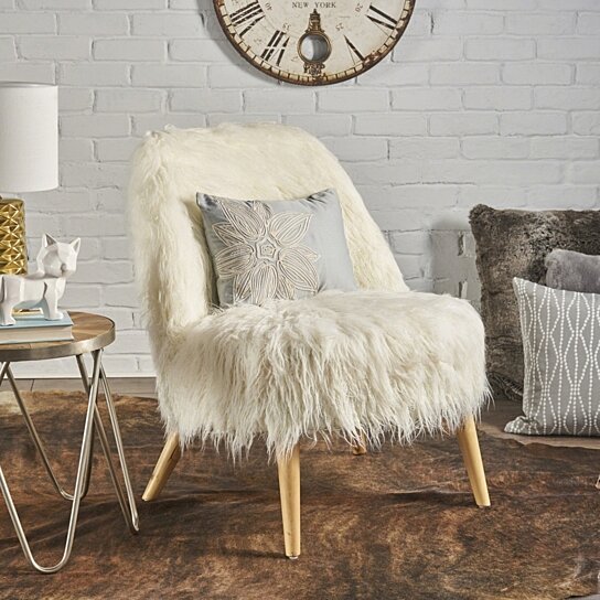 soho shaggy faux fur accent chair