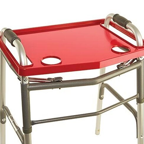 Red Walker Tray With Cup Holder - Universal Adult Walker Tray