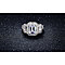 18k White Gold Plated Ring With Emerald Cut Stone & Micropave