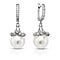 Micropave Pearl Drop Earrings In 18K White Gold