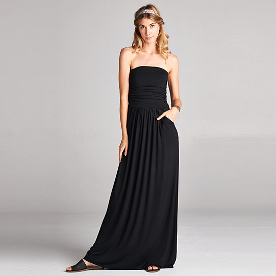 Atlantis Strapless Maxi Dress with Pockets in 6 Colors
