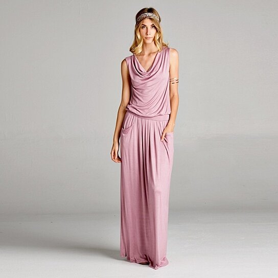 Cowl Neck Maxi Dress with Pockets