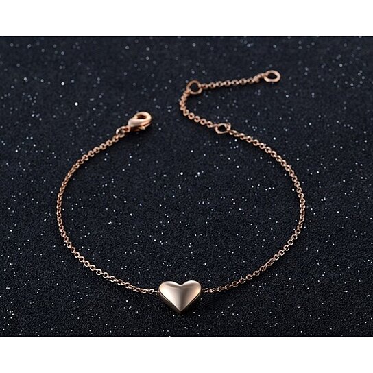 Heart Link Chain Bracelet in Rosegold Plated
