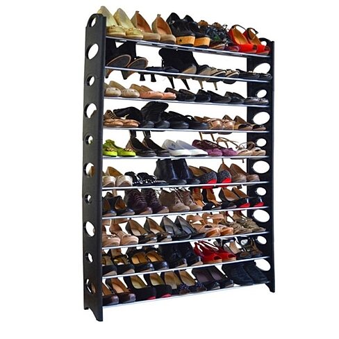 10-Tie Shoe Rack for 50 Pair Wall Bench Shelf Closet Organizer Storage Box Stand