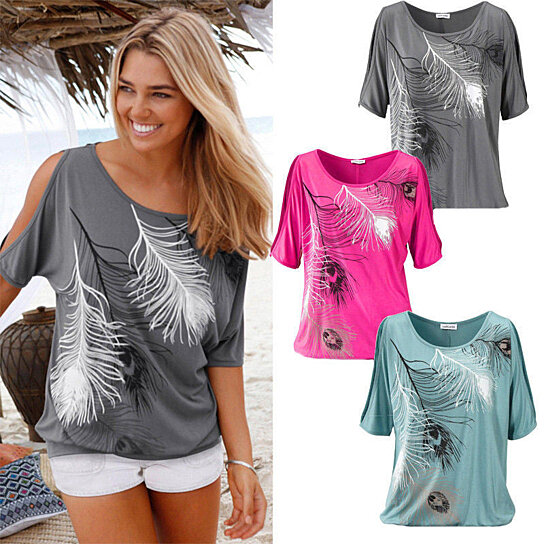 wild and free peacock feathered tee in 3 colors