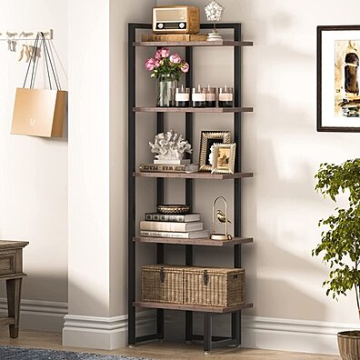 70.8 Corner Bookshelf, 8-Tier Industrial Bookcase Corner Display Rack