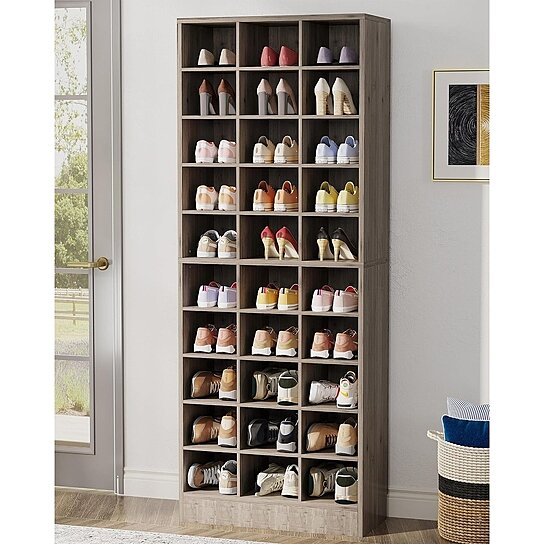 Tribesigns 7-Tier Shoe Rack for Entryway Wood Shoe Storage Organizer Shelves