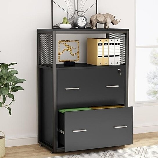 tribesigns large file cabinet with lock and drawer