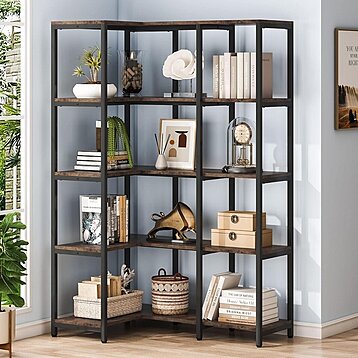 Tribesigns 5-Shelf Corner Bookshelf, Large Modern Corner Bookcase, 5-Tier  Tall Corner Shelf Storage Display Rack with Metal Frame for Living Room  Home