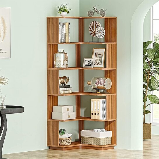 Tribesigns Corner Bookshelf, 7-Tier Corner Bookcase Display Rack