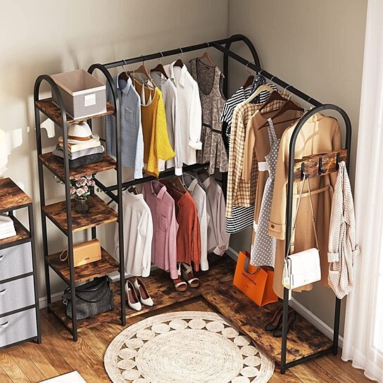 Tribesigns Freestanding Closet Organizer, Garment Rack with 6 Shelves