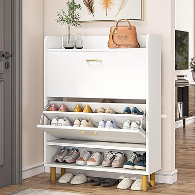 Buy 8-Tier Shoe Storage Cabinet, Freestanding Wooden Shoe Closet Rack with  24 Cubbies, Tall Entryway Shoe Organizer with Adjustable Partition by  Tribesigns Furniture on Dot & Bo