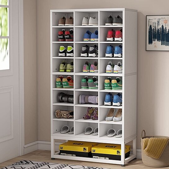 Buy Tribesigns Shoe Storage Cabinet, 24 Pair White Shoe Rack Storage ...