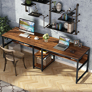 Tribesigns 63 Computer Desk Home Office Desk with Storage Shelves