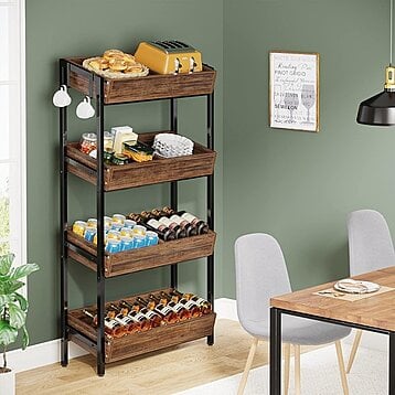 4 Tier Fruit Vegetable Basket for Kitchen, Stackable Fruit and Vegetable  Storage Cart,Vegetable Organizer Basket Stand Bins Rack for Onions and