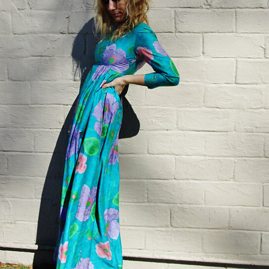 turquoise floral gown