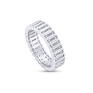 Bling Jewelry Couples Channel Set Crystal Eternity Band Ring for Women Men Teen Silver Toned Stainless Steel Birth Month Colors 6MM Sizes 5-12