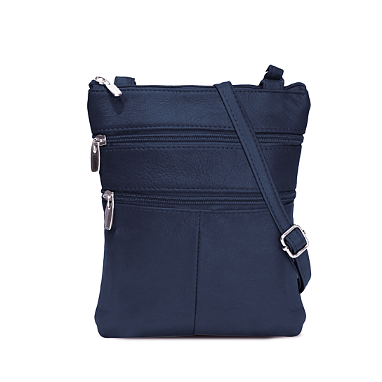 navy blue leather cross body bag