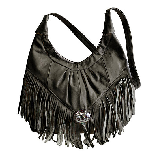 Buy Fringe Hobo Bag - Soft Genuine Leather Black Color by AFONiE on OpenSky