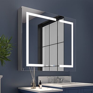 Boost-M2 20 W x 32 H Bathroom Narrow Light Medicine Cabinets with Vanity  Mirror Recessed or Surface