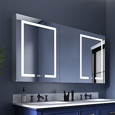 Gymax Wall Mounted Medicine Storage Cabinet Bathroom Organizer Cupboard w/Mirror Gray