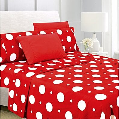 American Home Collection Ultra Soft 4-6 Piece Polka Dot Printed Bed Sheet Set