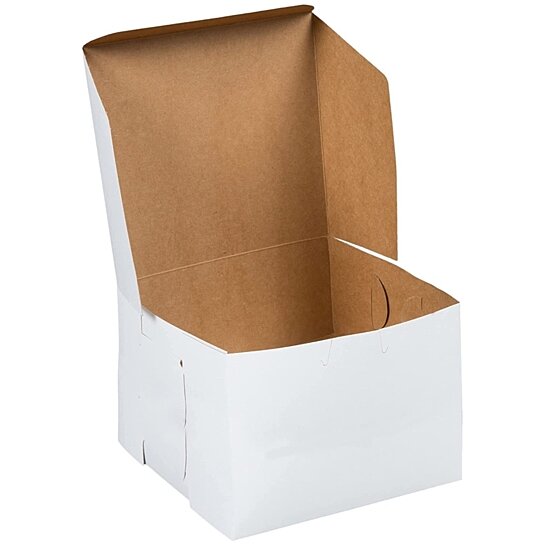 5.5" x 5.5" x 4" Clay Coated Paperboard White Bakery Box Pack of 15 