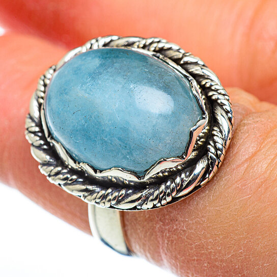 Aquamarine Natural Gemstone 925 Solid Sterling Silver Handmade Jewelry Ring
