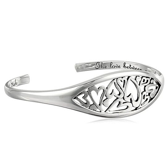 Engraved "The Love Between A Mother and Daughter..." Silver  Cuff Bracelet