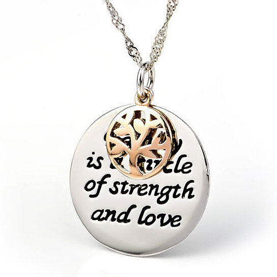 Two Tone Necklace "Family is A Circle of Strength and Love"