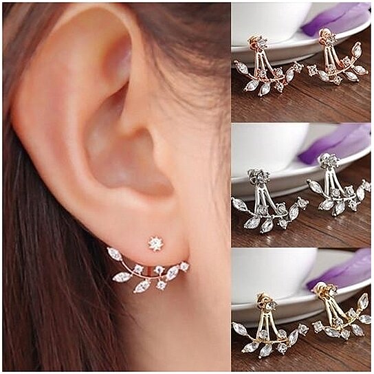 Leaf Crystal Stud Earrings