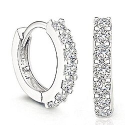 Charming Jewelry White Topaz Gemstones Crystal Silver Plated Hoop Earrings