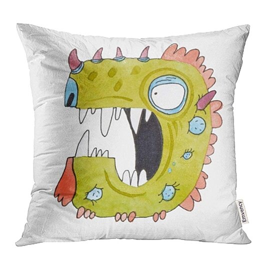 Download Buy Abc Funny Watercolor Cartoon English Alphabet Monsters Alien Appalling Bogey Pillow Cases Cushion Cover 20x20 Inch By Ann Pekin Pekin On Dot Bo