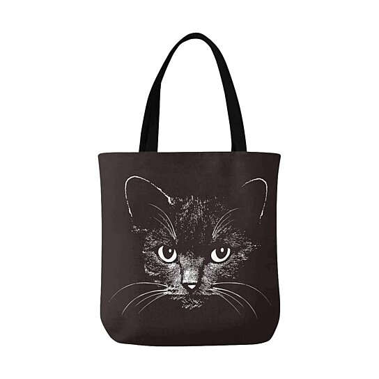 Black Cat Lying on Papers Grocery Travel Reusable Tote Bag 