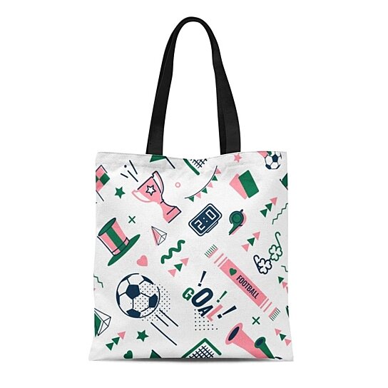 Buy Canvas Bag Resuable Tote Grocery Shopping Bags Green 90S Soccer Football Abstract in 80S ...