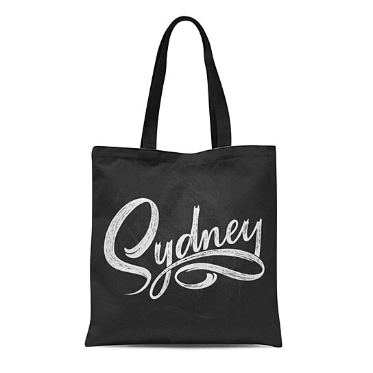 Buy Canvas Tote Bag Australia City Name Sydney Hand Made Lettering Brush Calligraphic Durable ...