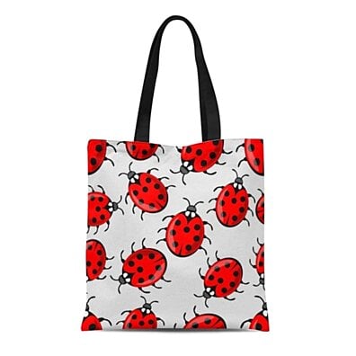Canvas Tote Bag Cute Ladybug on Ladybird Red Beetles Seven Dots His Durable Reusable Shopping Shoulder Grocery Bag