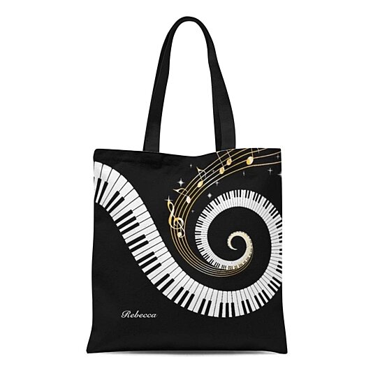 Buy Canvas Tote Bag Keyboard Personalized Piano Keys Music Notes Musical Ivory Reusable Handbag ...