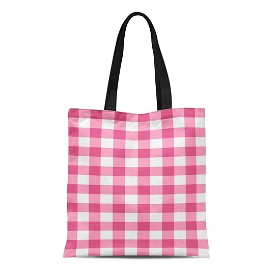 plaid canvas tote bags