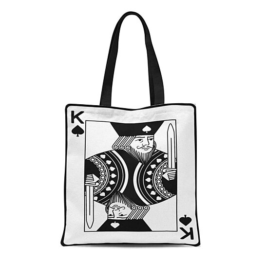 Course And Major Soical Science Black Handbag Craft Poker Spade Canvas Bag Shopping Tote