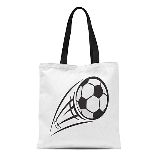 Buy Canvas Tote Bag Soccerball Flying Soccer Ball Cartoon Kick Foot Football Goal Durable Reusable Shopping Shoulder Grocery Bag By Ann Pekin Pekin On Dot Bo