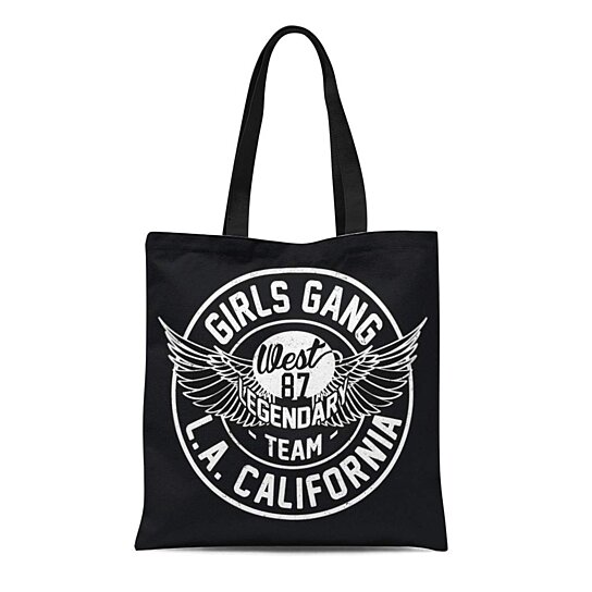 Buy Canvas Tote Bag Vintage College Girl Gang Varsity Los Angeles California Wings Durable ...