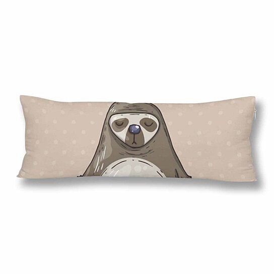 Swono Sloth Throw Pillow Cover Funny Cartoon Sloth On Tree Pattern Cotton Linen Decorative Rectangular Pillowcase for Sofa and Bed Couch 12X20
