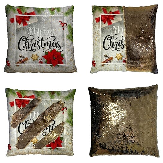 white sequin cushion